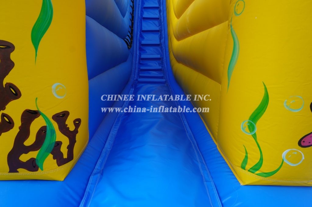 T8-338 Sea World Theme Outdoor Giant Inflatable Slide Bouncy Castle For Kids