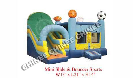 T5-137 sport style inflatable castle bouncer house combo with slide