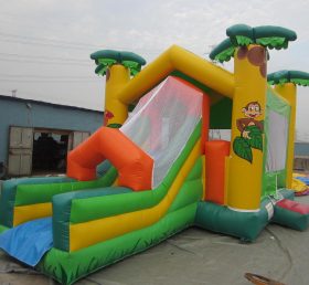 T5-250 jungle theme inflatable jumper castle bounce house combo with slide
