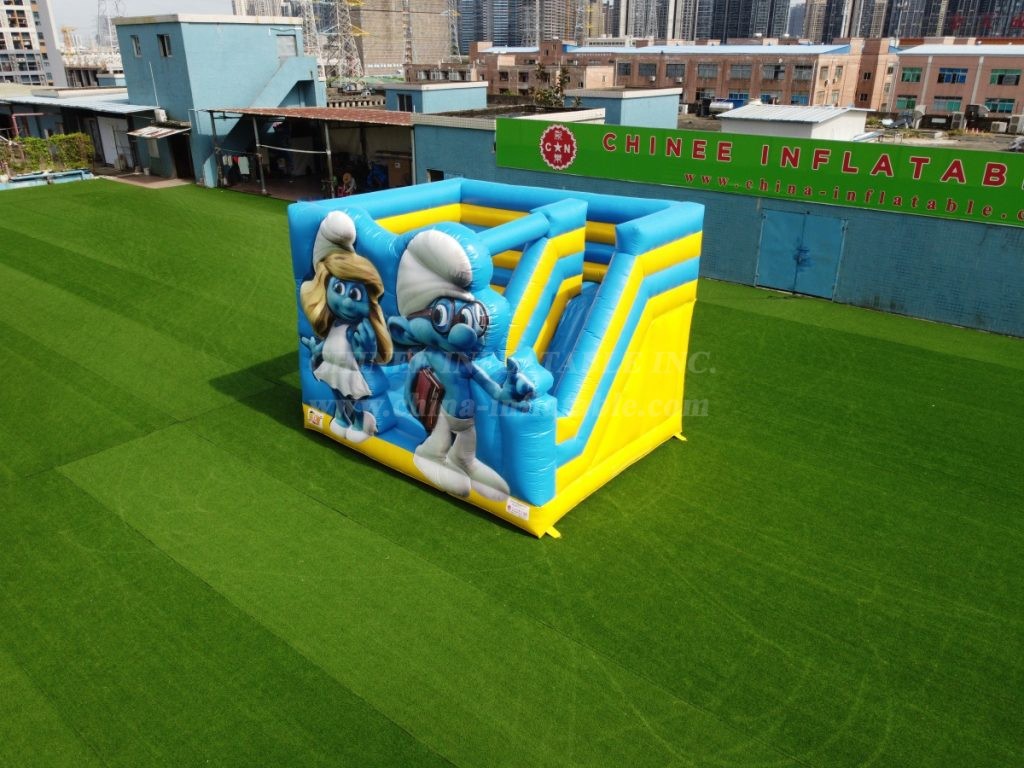 T2-4895 The Smurfs Bouncy Castle With Slide