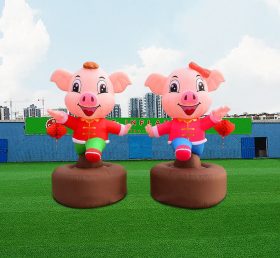 S4-592 Inflatable Pig Statue Giant Inflatable Mascot Cartoon Animal Dancing Pig Decoration Party/Event