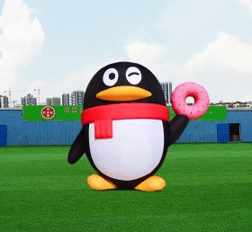 S4-627 Aufblasbare Cartoon benutzerdefinierte Tier Pinguin hält Donuts